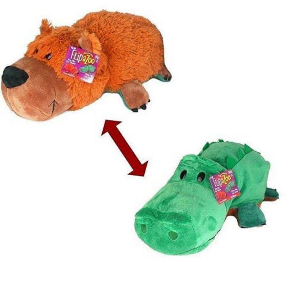 Flipazoo Grizzly Bear and Alligator 16 inch Plush New!